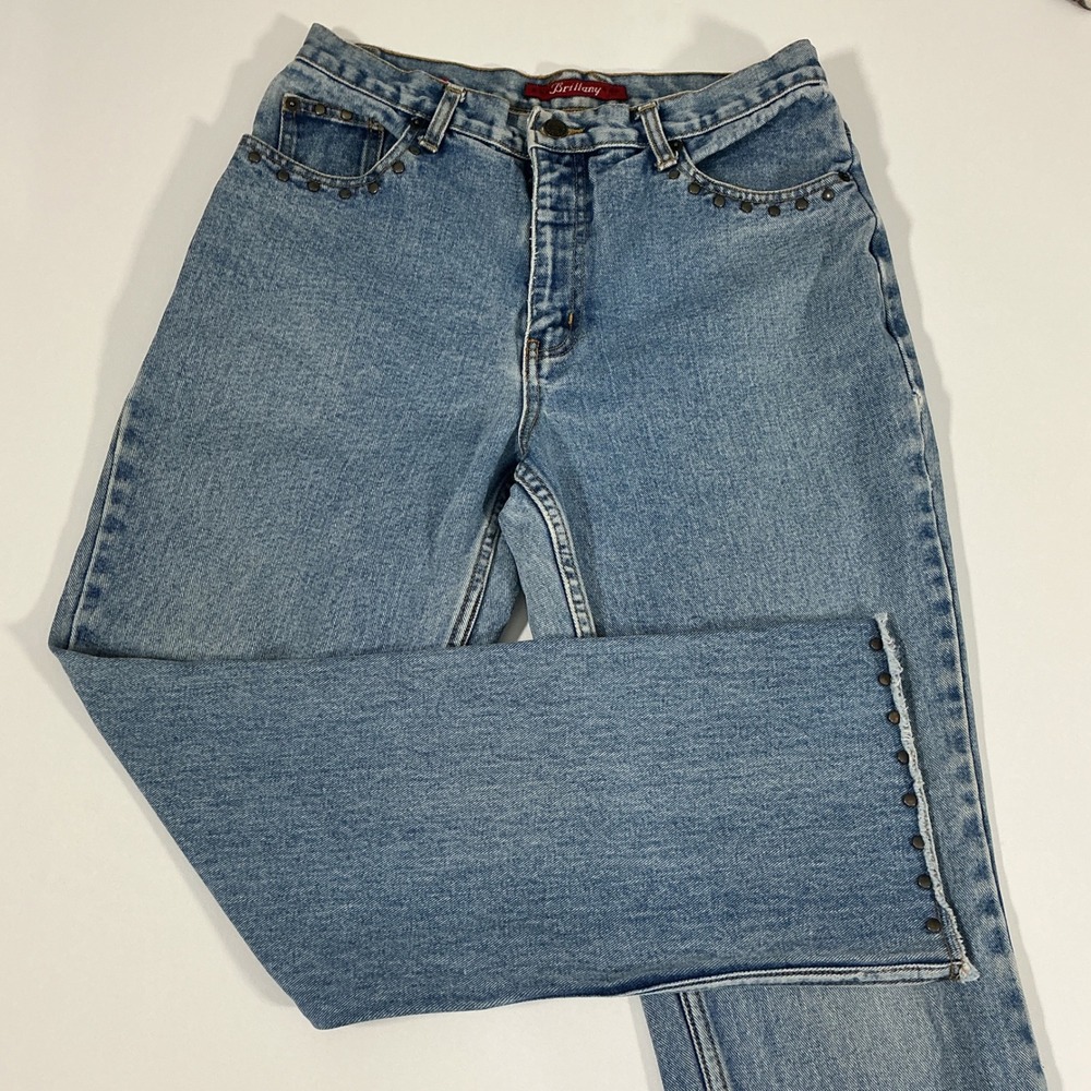 VTG Bill Blass Brittany 90s Y2K Studded Straight Leg High Rise Size 8
